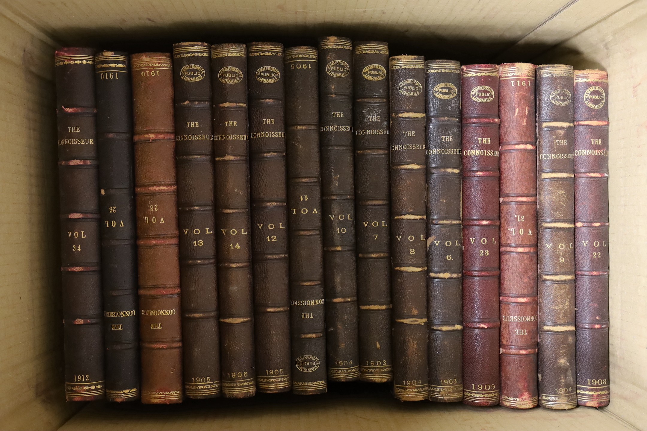 The Connoisseur magazine 1903 to 1913 in 33 leather bindings